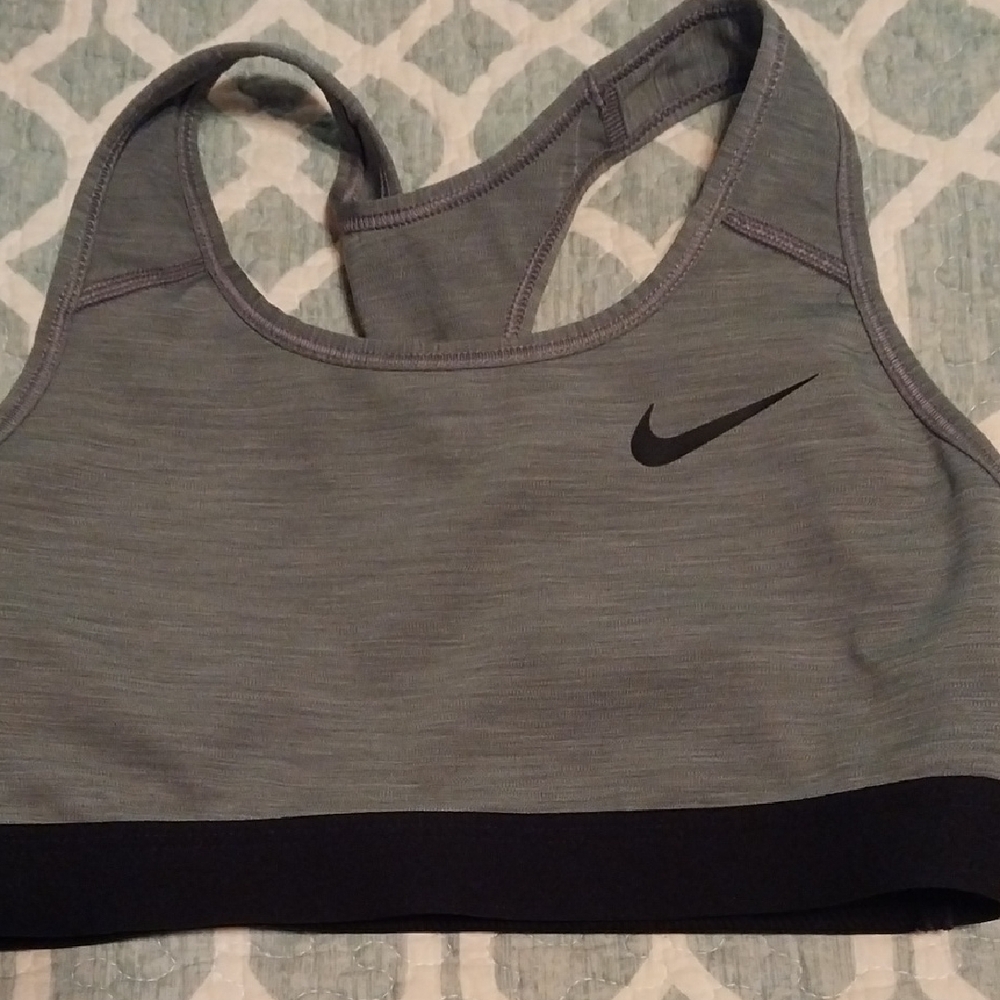 Nike Gray and Black Sports Bra Moisture-Wicking Racerback